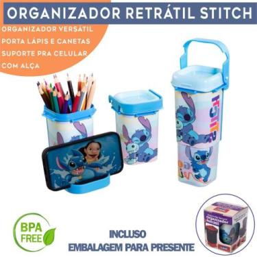 Imagem de Organizador Porta Lápis e caneta Retrátil Stitch com Alça 2 em 1 Plasú