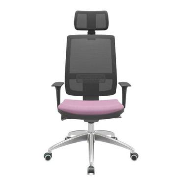 Imagem de Cadeira Office Brizza Tela Preta Com Encosto Assento Vinil Lilás Autoc