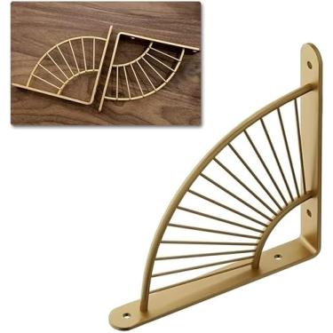 Imagem de Suportes De Prateleira Decorativos Dourados Flutuantes - 2 Pacotes De Prateleiras De Metal Rústico De Alta Resistência - Para Armazenamento De Garagem De Cozinha - Su, W 300 X L 300 mm (12X12in)