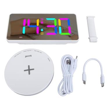 Imagem de Despertador digital com grande exibição de LED RGB Desk Relógio 7,3 polegada Tela 12 de tempo 24h Seis níveis Brilho ajustável para o quarto ABS ABS material acrílico