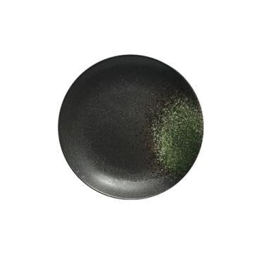 Imagem de Prato raso redondo de cerâmica japonesa para café da manhã, bife, sobremesa e bolo - Floco de neve verde (20 cm)