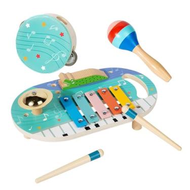 Imagem de Esquirla Conjunto de instrumentos musicais infantis, pandeiro, brinquedos sensoriais, aprendizagem precoce, brinquedos musicais de madeira, instrumentos de