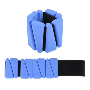 Imagem de YOKIVE 1 par de pesos ajustáveis na perna do tornozelo, treino com alça para mulheres e homens, ótimo para academia, ioga, caminhada, corrida, aeróbica (azul, 500 g cada)