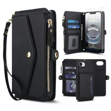 Imagem de Capa de telefone para iPhone 16e/SE 2025/SE 4 capa carteira compatível com protetor de tela RFID alça transversal alça flip suporte para cartão celular i Phone16e i16e 16 e SE4 4ª geração 16eCase