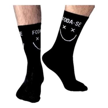 Imagem de Meias Divertidas Hype Cano Alto Skate exercício funcional Foda-se - FS