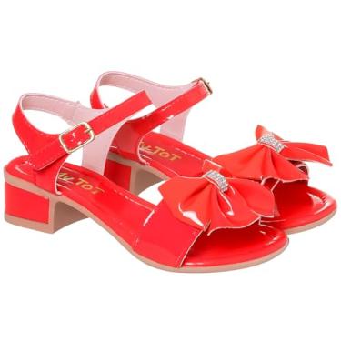 Imagem de Sandália Feminina Branca com Laço, Salto Baixo, Tira no Tornozelo, Detalhe em Strass (Vermelha, BR, Adulto, Numérico, 34)