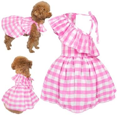 Imagem de Topkins Vestido para cães, vestido de princesa com cadarço, vestido de aniversário de cachorro com estampas bonitas para cães pequenos (rosa, G)
