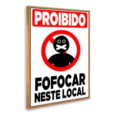 Imagem de Quadro Decorativo Proibido Fofocar Com Moldura Aviso Engraçado Sinal Divertido Escritório Humor Preto Vermelho Criativo Visual Impactante