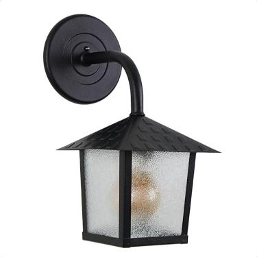 Imagem de Arandela Colonial Nina Quadrada Vidro Pontilhado E27 Bivolt Preto