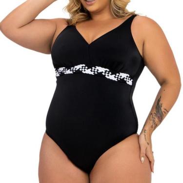 Imagem de Maio Classic Tranca Bicolor Liso Banho de Mar, Preto, 54