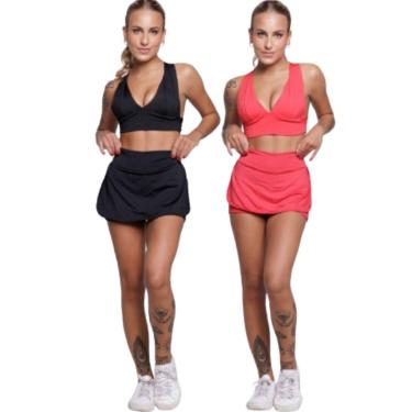 Imagem de KIT 2 Conjunto Top Bojo e Short Saia Serra e Mar Roupas para Academia Treino Moda Fitness-Feminino