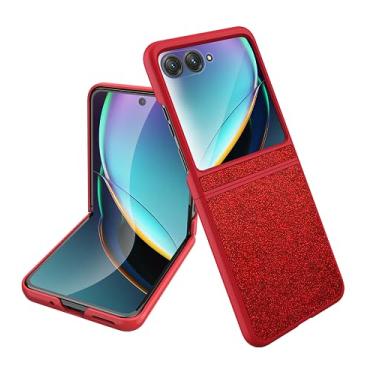 Imagem de Compatível com Motorola Raz Plus 2024 capa com glitter à prova de choque, para Motorola Raz+ 2024 capa protetora fina de silicone brilhante TPU e PC silicone feminino feminino (vermelho)