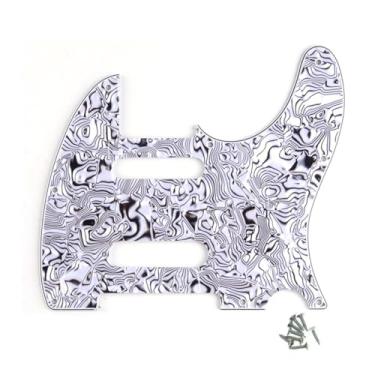 Imagem de ROZILO Escudo preto branco 8 furos SS guitarra Tele Pickguard para guitarra elétrica EUA/México Fender Deluxe Nashville Telecaster
