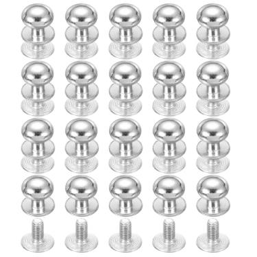 Imagem de PATIKIL Rebites de couro de 12 mm, 20 conjuntos de parafusos de cabeça esférica, botão de cabeça redonda, Chicago, parafuso de mamilo, rebite para reparo de cinto de mão de couro, faça você mesmo