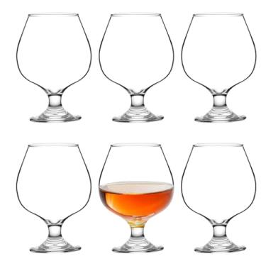 Imagem de binsakao Conjunto de 6 copos de conhaque - copos de conhaque de 500 ml - Copo de vinho e bourbon de haste curta para bebidas espirituosas, vodka, uísque, conhaque, conhaque, coquetéis