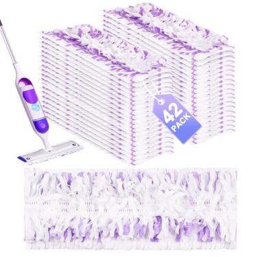 Imagem de Pacote com 42 refis de esfregão elétrico descartáveis para esfregão Swiffer Power, almofadas de substituição para múltiplas superfícies, almofadas de reposição Powermop sem cheiro de 13 camadas