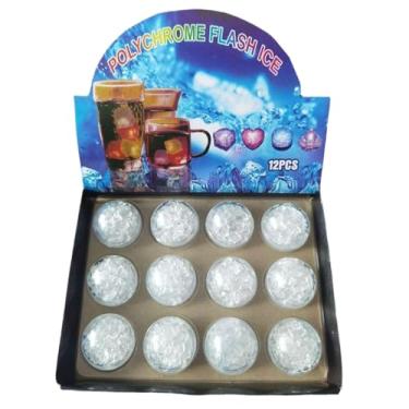 Imagem de Cubos de gelo LED – Conjunto de 12 cubos de gelo brilhantes multicoloridos | Luz de gelo reutilizável que muda de cor | Luzes de banho para crianças | Conjunto de luzes de bebida, levante sua bebida