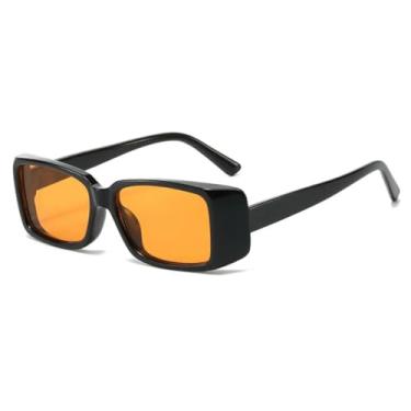 Imagem de HCHES Óculos de sol coloridos femininos, óculos de sol da moda punk feminino, multicolorido, degradê (preto e amarelo)