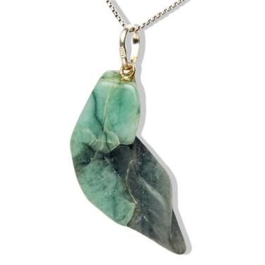 Imagem de Colar Pedrinha Polida Esmeralda Natural Pino Prata 950 - CristaisdeCur