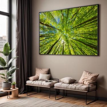 Imagem de Quadro com Moldura Sala Quarto Arvores Floresta Arte Moderna Decorativo Horizontal Grande Hall