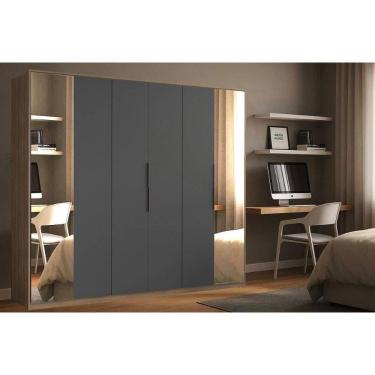 Imagem de Guarda Roupa Casal 6 Portas (2 c/ Espelho) e 6 Gavetas Atrice Amendola/Grafito - Demóbile
