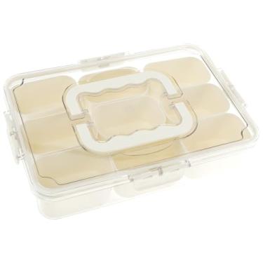Imagem de Recipiente para lanches, bandeja de servir com 9 compartimentos divididos com tampa e alça, caixa de lanche portátil, recipiente de charcutaria, seguro para lava-louças, travessas de lanche de viagem