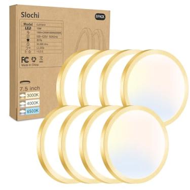 Imagem de slochi Pacote com 8 luminárias de teto de LED embutidas, 3000K-4000K-6500K e equivalente a 100W lâmpada de teto embutida para cozinha moderna 15W 1500Lm superfície redonda de armário de 7,5 polegadas