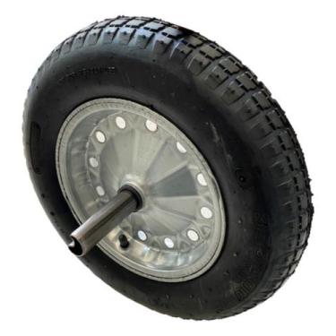 Imagem de 2 Rodas Pneu Câmara + Eixo De Carrinho De Mão Reforçado 325 - Distribu