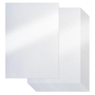 Imagem de Papel de cartolina branco brilhante, 25 folhas de papel perolado de 250 g/m2 para artesanato, cartolina brilhante dupla face para projetos faça você mesmo, aniversário, casamento, decoração UAP18025