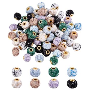 Imagem de PH PandaHall 72 peças de contas de pompom de 15 mm 8 cores de poliéster contas europeias a granel com orifício grande contas de pano Rondelle espaçador para canetas, chaveiro, artesanato, fabricação