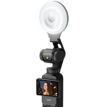 Imagem de AMAZEAR Luz de LED para DJI OSMO Pocket 3 Acessórios, Auto-Follow Gimbal Selfie Vlog Video Auxiliar Fill Lighting, CRI≥95, 3 cores Temp 2500-9000K Brilho ajustável, 2W USB-C (preto)