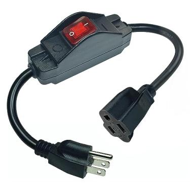 Imagem de EP Cabo de extensão interno de 9,5 m com interruptor liga/desliga à prova d'água, cabo de extensão resistente SJTW 1625W 16/3 1625 W, 13 A, 125 V, 3 pinos, 3 tomadas, ideal para aparelhos internos