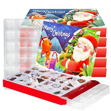 Imagem de ganfaner 10 Conjuntos de Calendário Do Advento Vazio 2025 Bandeja Blister Vac 24 Cavidades Caixa de Guloseimas Faça Você Mesmo Caixa de Presente de Natal Vazia para Encher Você Mes (, R Branco)