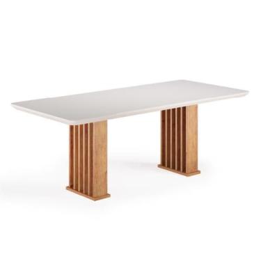 Imagem de Mesa Sala De Jantar Tampo Com Vidro Mond 2m Madeirado/off White Viero 