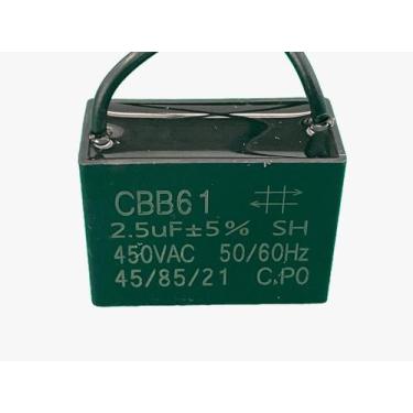 Imagem de 1x Capacitor Partida 2,5uf/450v Fio 38x18x28mm Cbb61