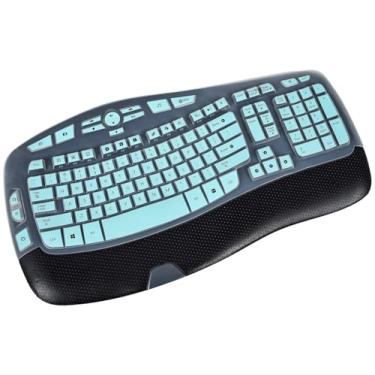 Imagem de Capa de teclado compatível com teclado sem fio Logitech K350, acessórios Logitech K350 MK550 MK570, película protetora de teclado de silicone ultra fina Logitech sem fio Wave - menta