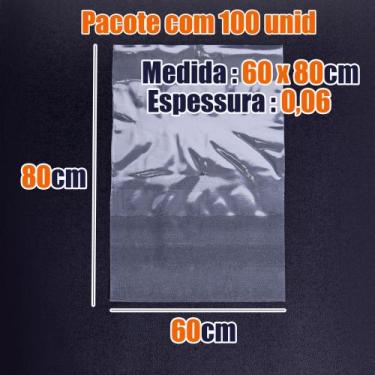 Imagem de SACO PE TRANSPARENTE ESP 0,06 com 1kg - K9 CRISTAIS, 60X80