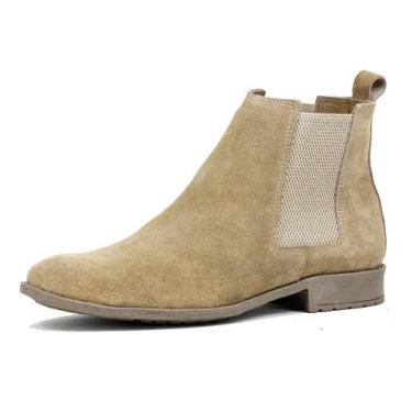 Imagem de Bota Botina Chelsea Masculina Couro Camurça Legitima 777 Tamanho:41;Cor:Creme