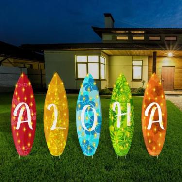 Imagem de Prancha de surf Aloha LED Yard Sign Lineshading com estacas x5