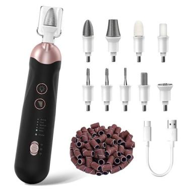 Imagem de Kit de manicure e pedicure Conjunto de lixa de unhas elétrica sem fio 