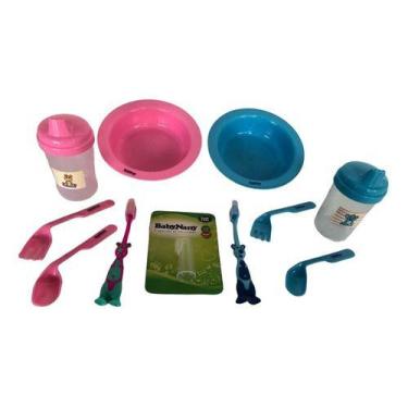 Imagem de Kit Prato Copo Bebê Papinha Alimentação Baby Nany  6 Peças, AZUL