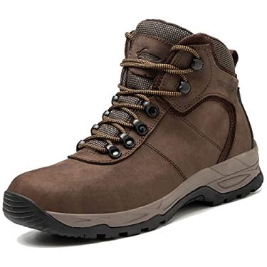 Imagem de AZXPROT Botas de caminhada à prova d'água masculinas de 15,24 cm, confortáveis, com bico macio, antiderrapante, para caminhadas, calçados de viagem ao ar livre, botas de couro para trilhas, Marrom, 9