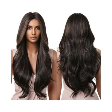 Imagem de Peruca Longa Rosa Com Ondas Para Cosplay Feminino, Parte Central, Resi