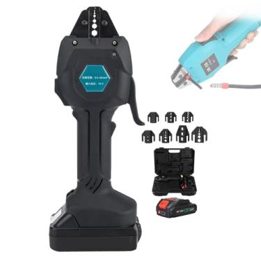 Imagem de CNAOHGHN Alicate De Crimpagem De Terminais De Cabo EléTrico De 18 V E 3,0 Ah Com 7 Moldes, Inclui Caixa De Armazenamento + 1/2 Pilhas,0,5-50 Mm², ForçA MáXima De Crimpagem De 16 Kn