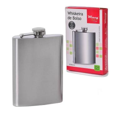 Imagem de Cantil Aço Inox De Bolso 230Ml Whisky Frasco Garrafinha Dose