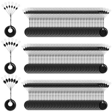 Imagem de DONQL 900 peças de rolha de pesca, rolha de borracha para pesca, 6 em 1, preto, boias ovais, batentes de chumbada, acessórios de equipamentos de terminal de lançamento para água salgada e doce