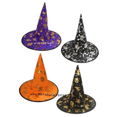 Imagem de Chapéu De Bruxa Halloween Festa Fantasia Metalizado Sortido - 7 Artes 
