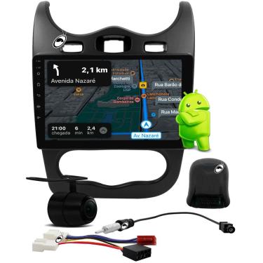 Imagem de Multimidia 10" Android Sandero Logan 2012 a 2014 Comando Volante Android Auto CarPlay + Câmera de Ré