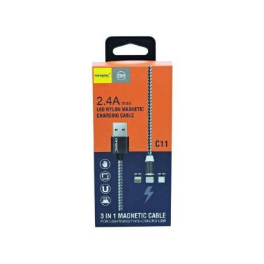 Imagem de Carregador Cabo Magnético Tibo C Micro Usb 2.4A 3 Em 1