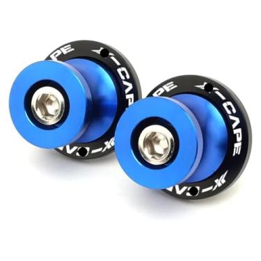 Imagem de BYYINGSUS M10 1 par de carretéis de braço oscilante parafusos de suporte CNC acessórios de motocicleta compatíveis com Moto Morini XCape X Capa X-Cape 650 (azul)